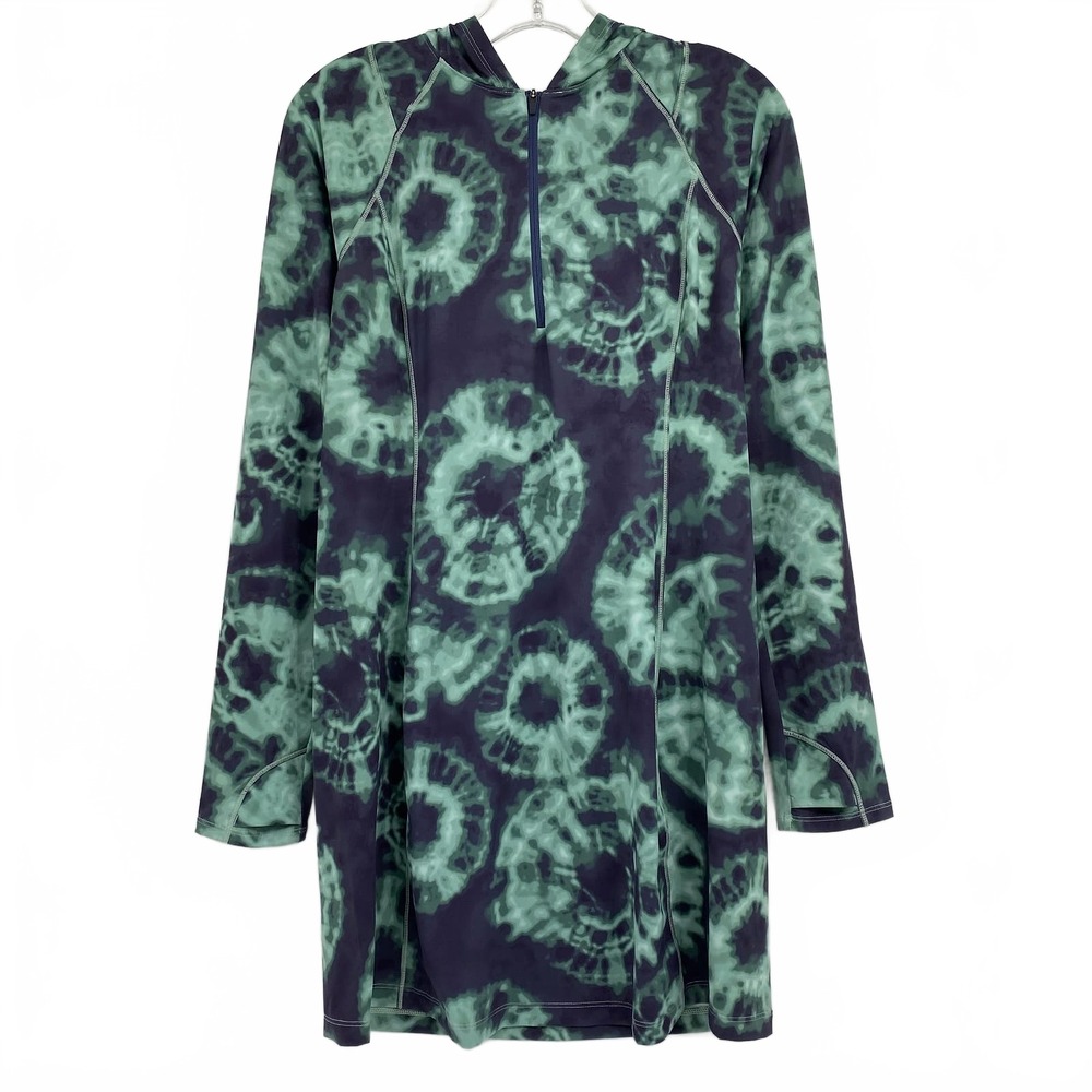 Mountain Hardwear Green Gray Tie Dye Hooded Mini Dress | Women’s Size S